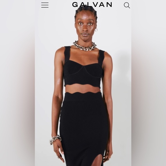 NEW GALVAN LONDON Delia Scalloped Knit Top Crop Black Size XS $495 Milkmaid - Picture 10 of 10